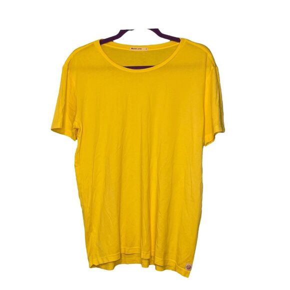 Marine Layer Signature Crewneck Tee Bright Yellow Cotton Knit Short Sleeve S - Picture 1 of 8